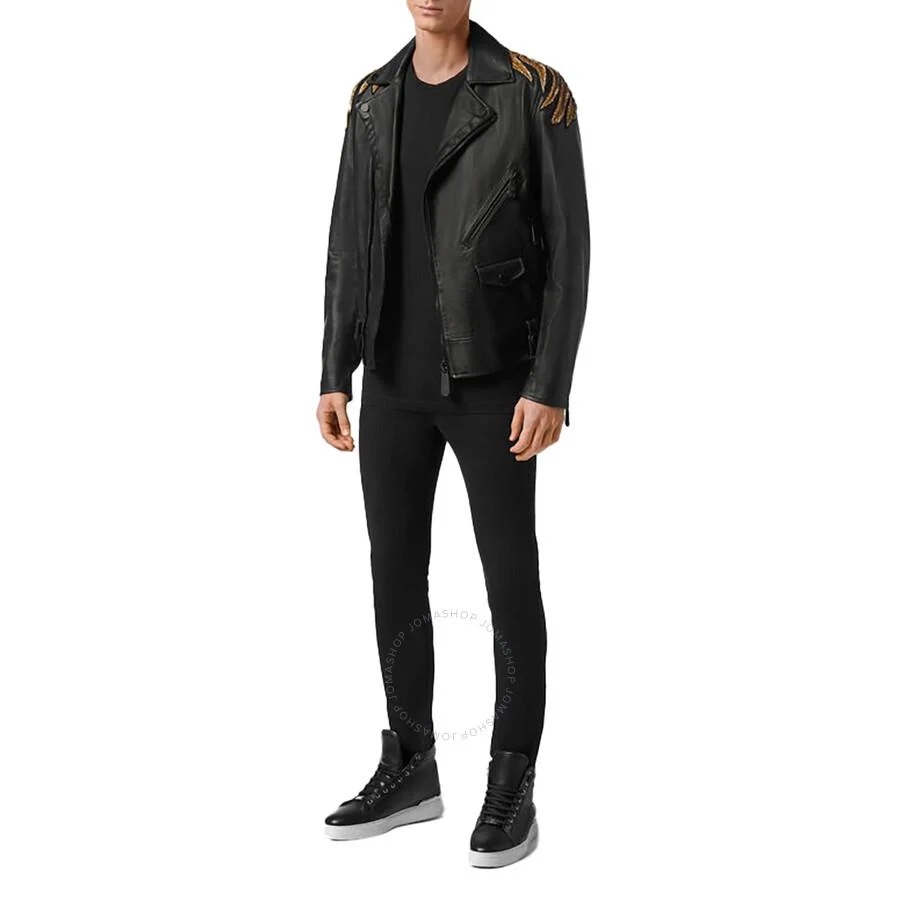 Philipp Plein Golden Eagle Embroidered Leather Jacket