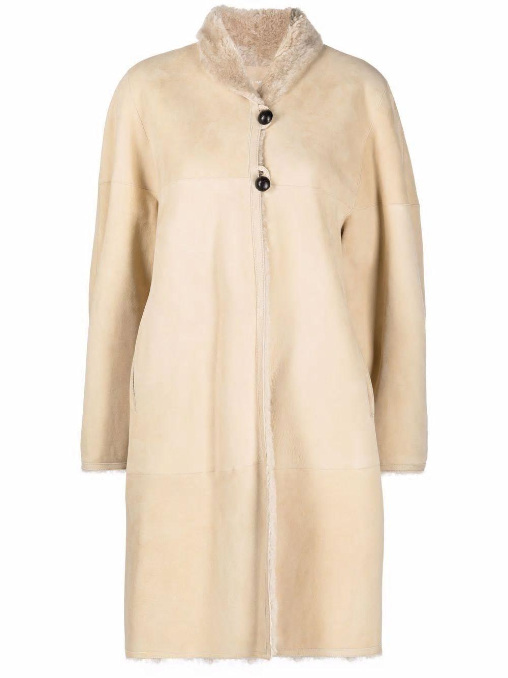 ISABEL MARANT Luxurious Beige Leather Coat - FW21 Collection