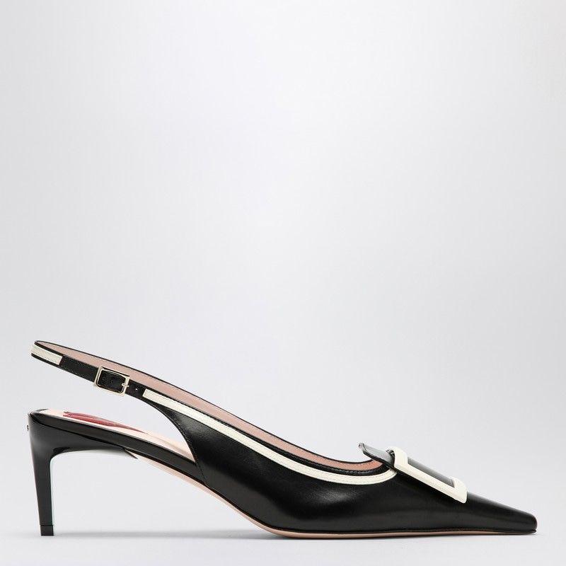 Roger Vivier Viv' Canard Leather Slingback Neckline