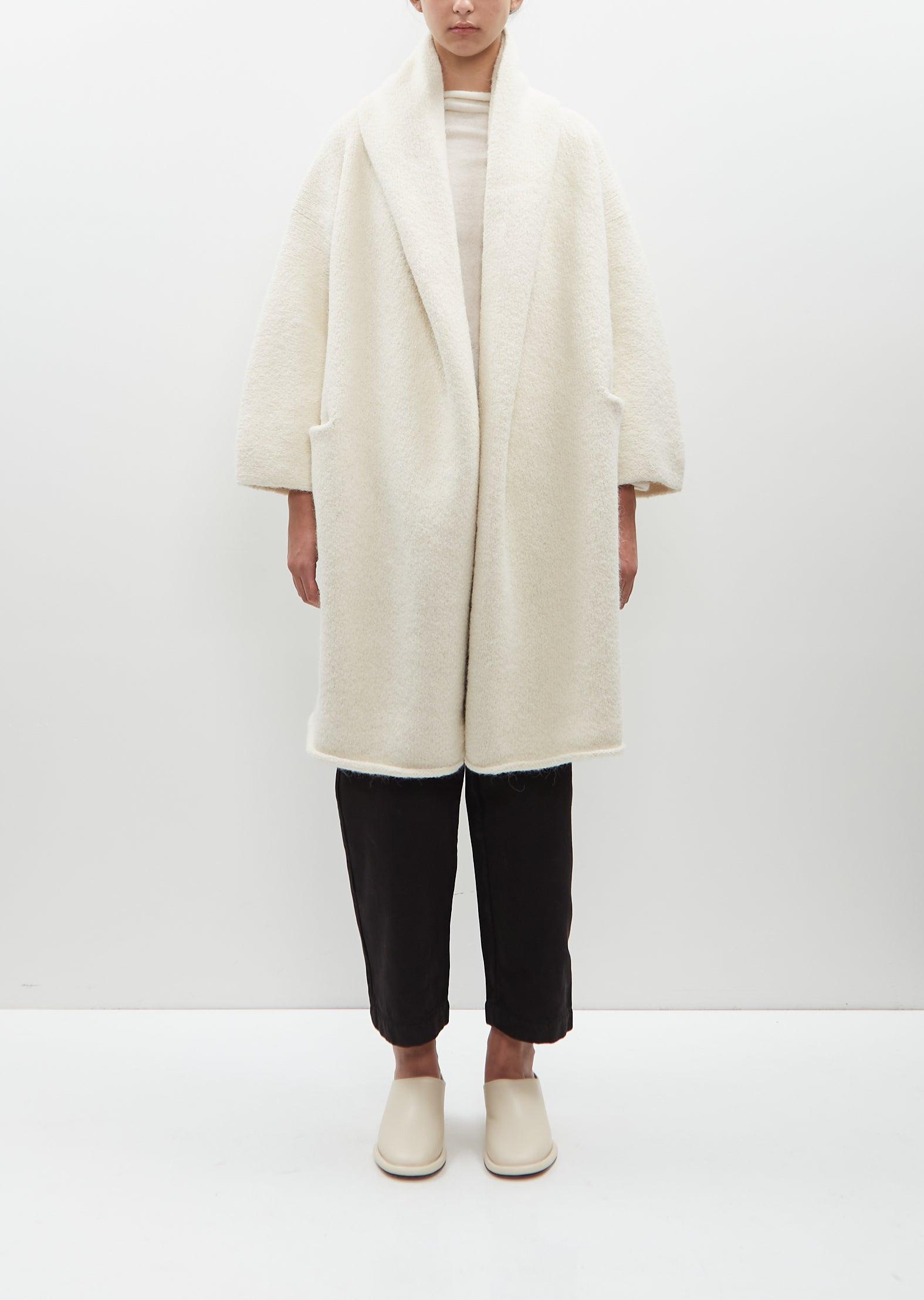 Alpaca Knit Capote Coat — Raw White