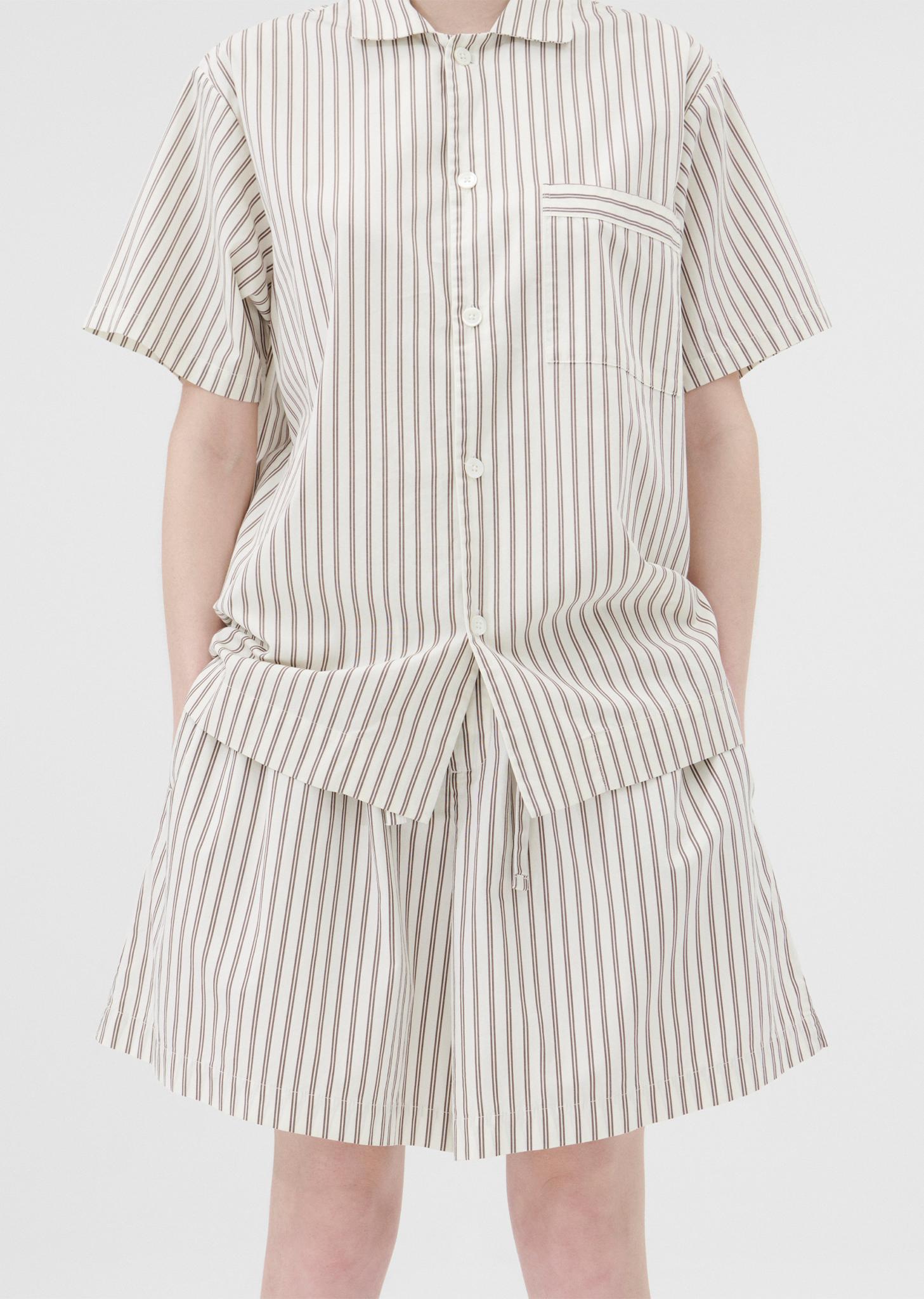 Cotton Poplin Pyjamas Short Sleeve Shirt — Hopper Stripes