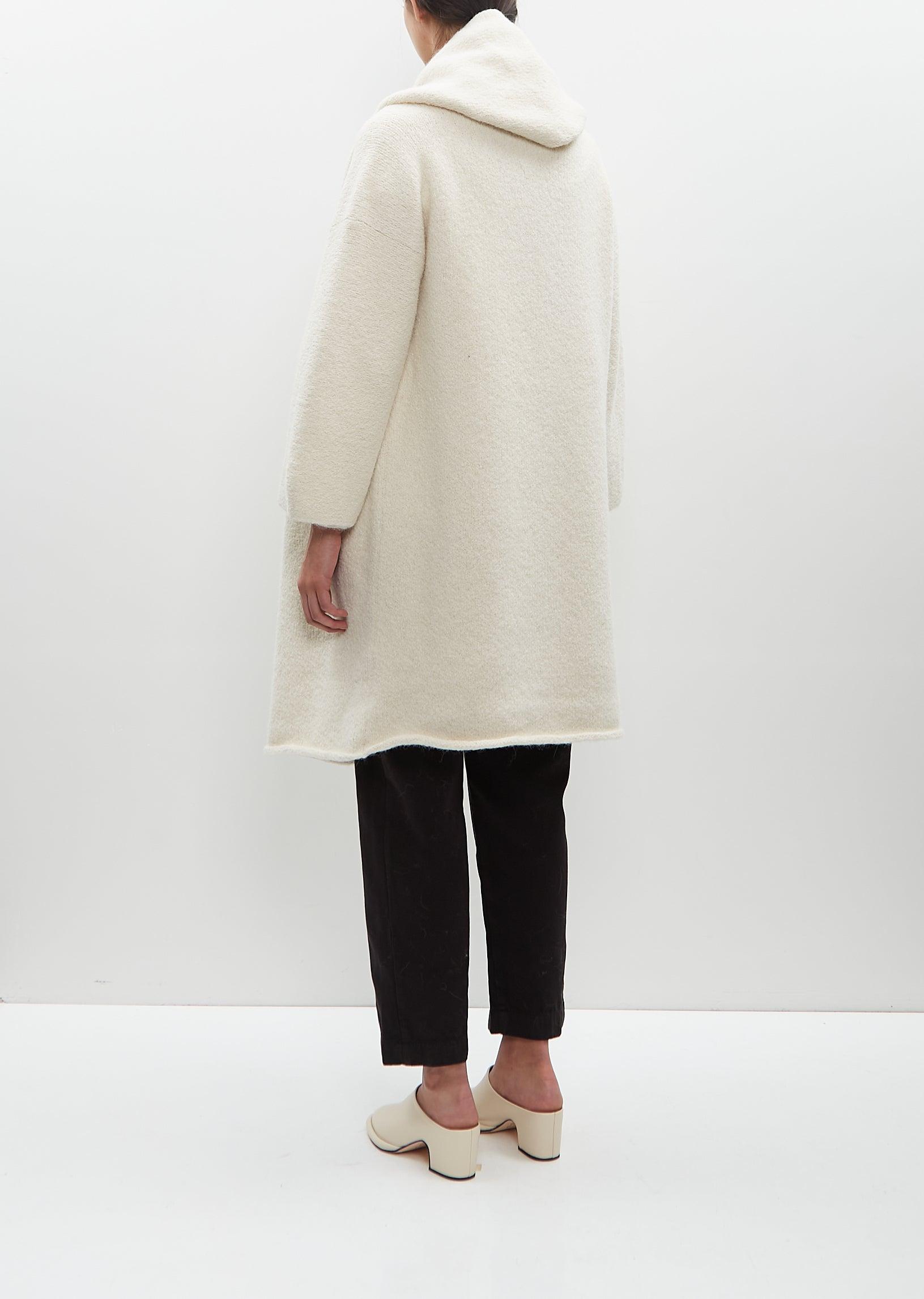 Alpaca Knit Capote Coat — Raw White