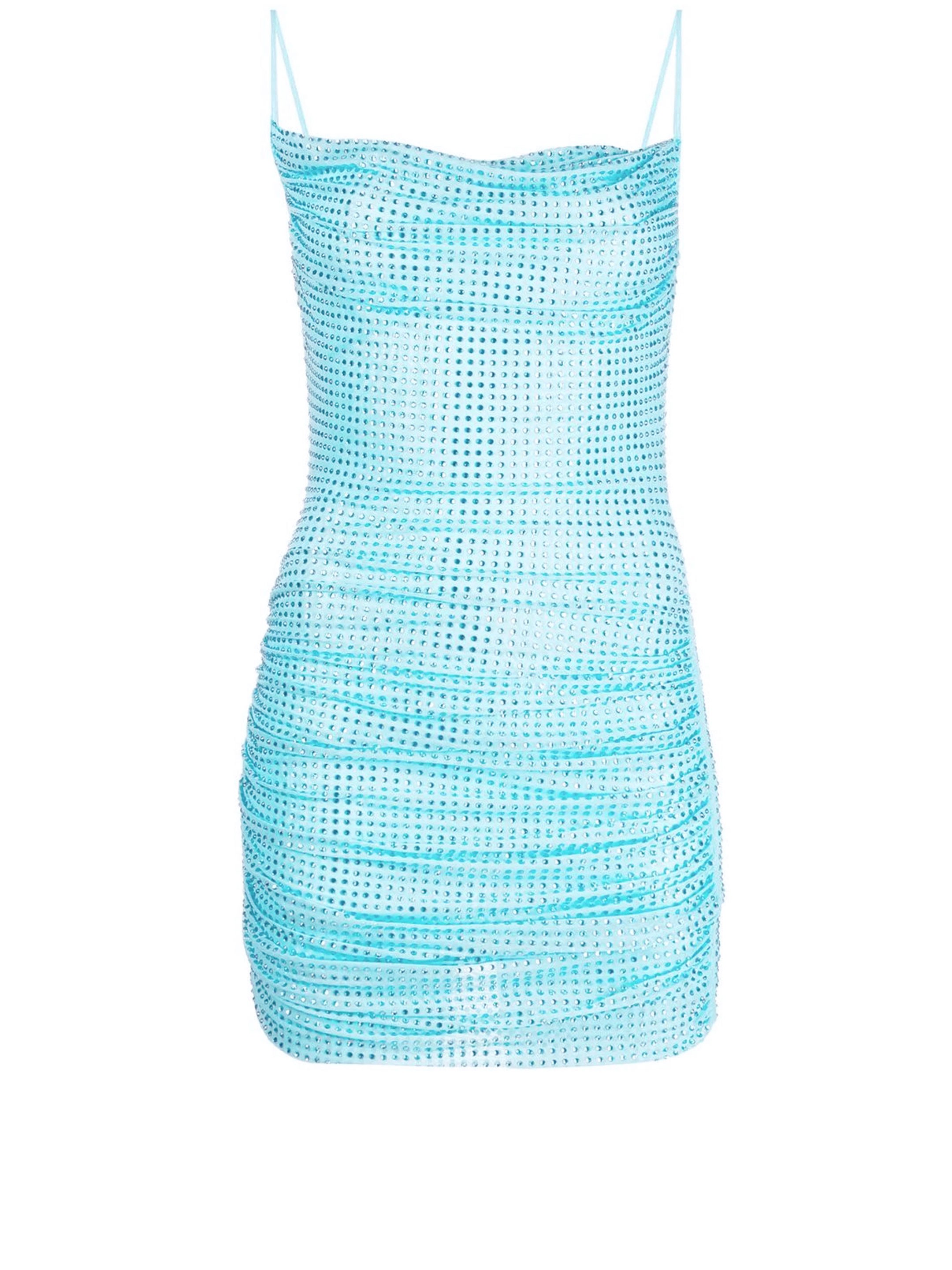 Rhinestone mesh mini dress