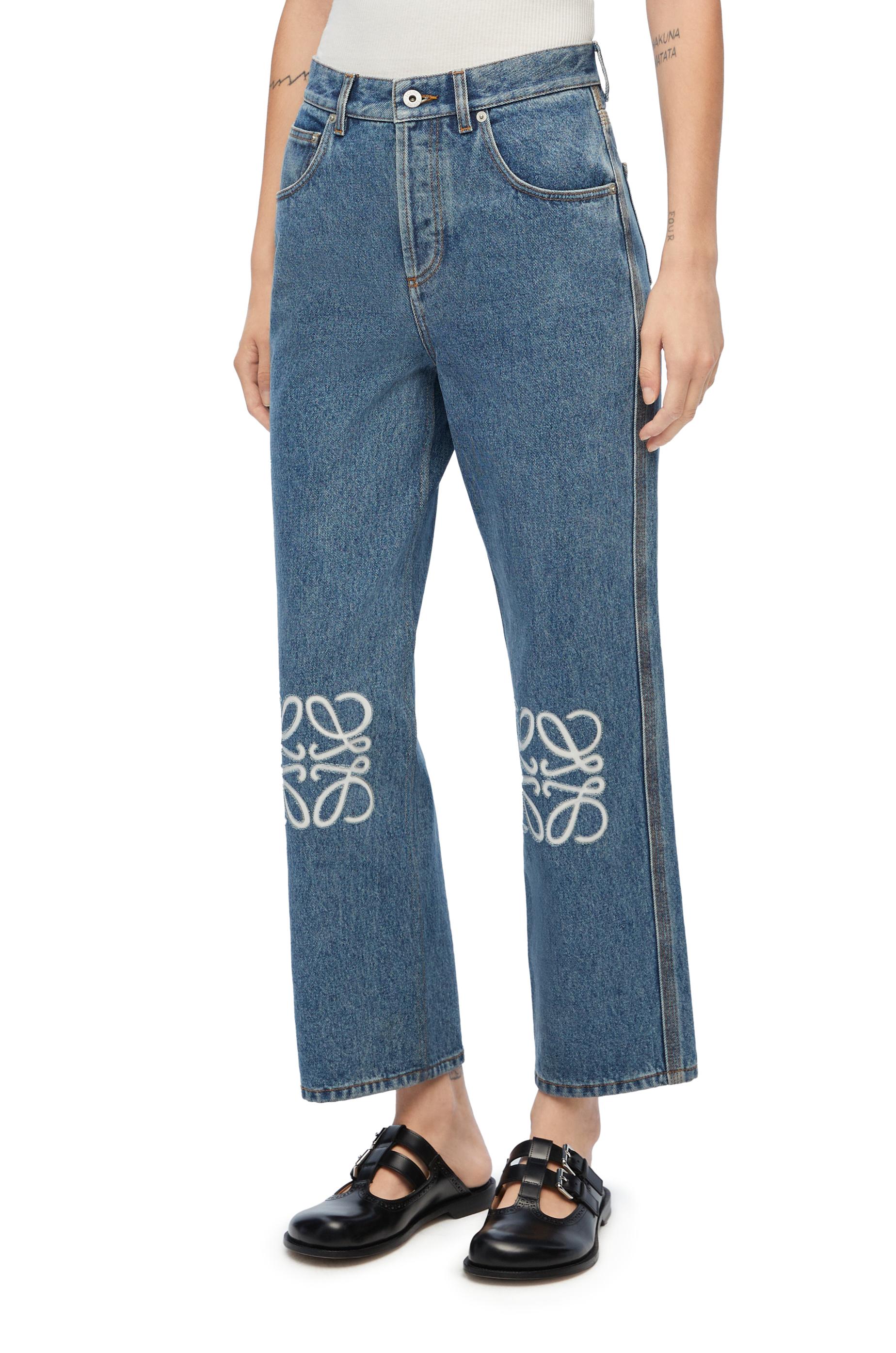 Cropped Jeans with Anagram Knee Detail