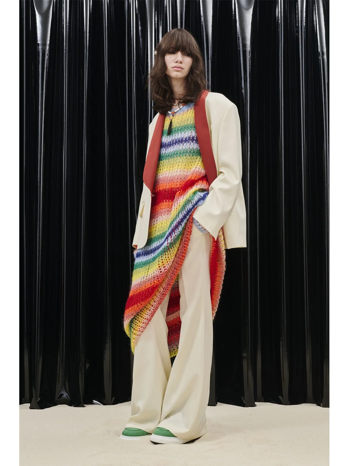 Rainbow knit mohair blend long dress