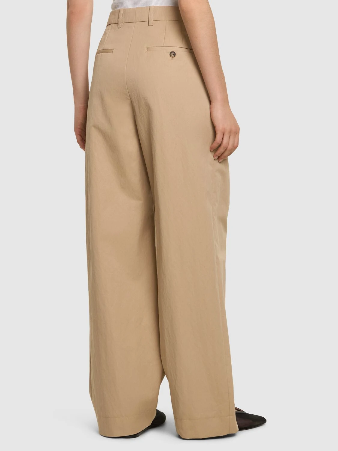 Cotton blend drill wide chino pants