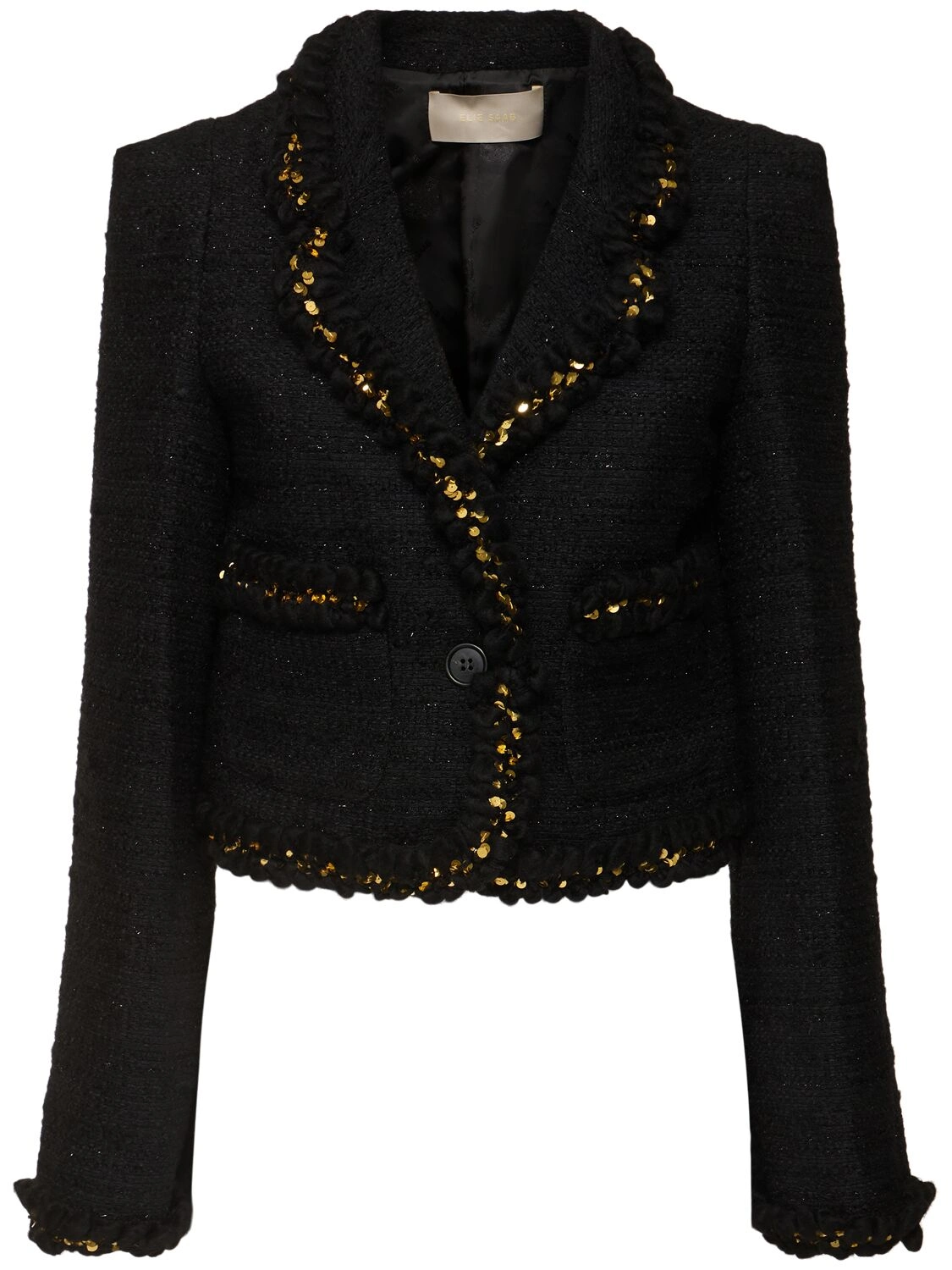 Embroidered tweed cropped jacket