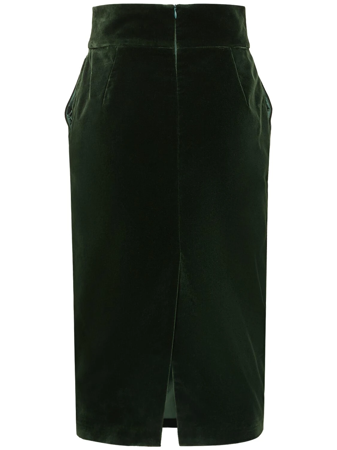 High rise cotton velvet midi skirt