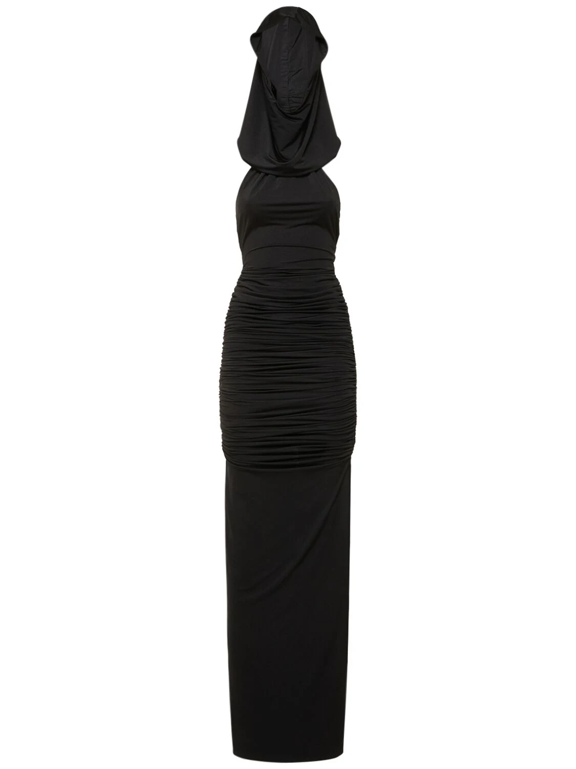 Stretch jersey ruched long dress