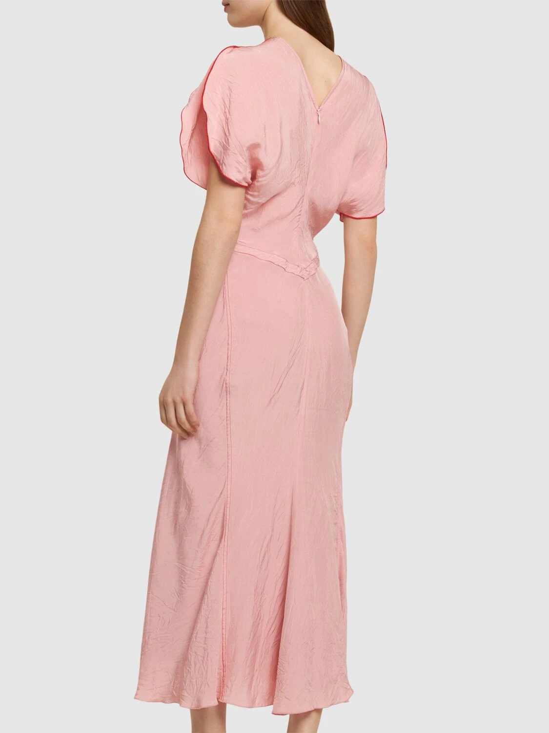 Gathered waist viscose midi dress