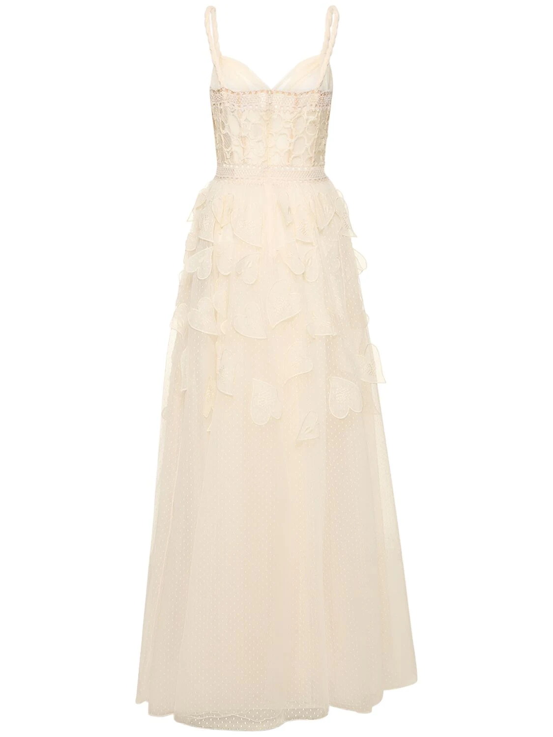 Plumetis embroidered heart tulle dress