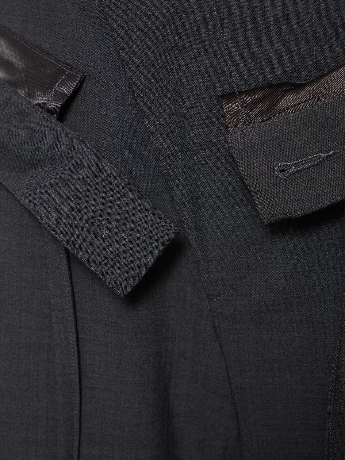 Double fold wool blend suit pants