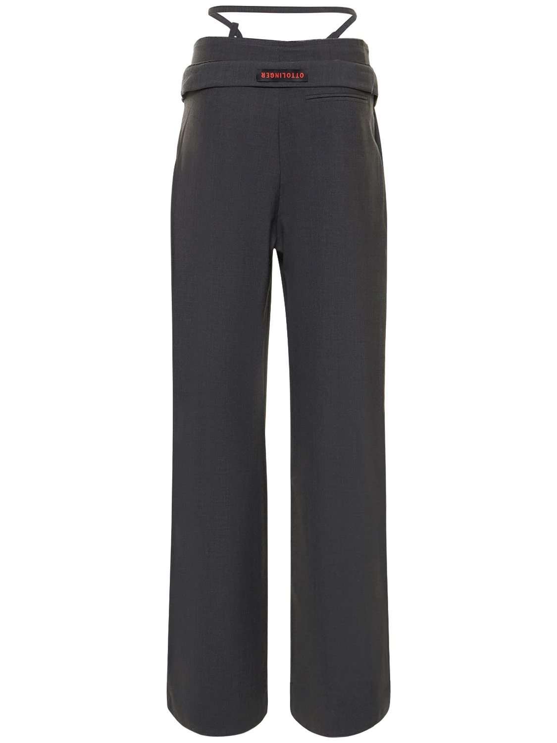 Double fold wool blend suit pants