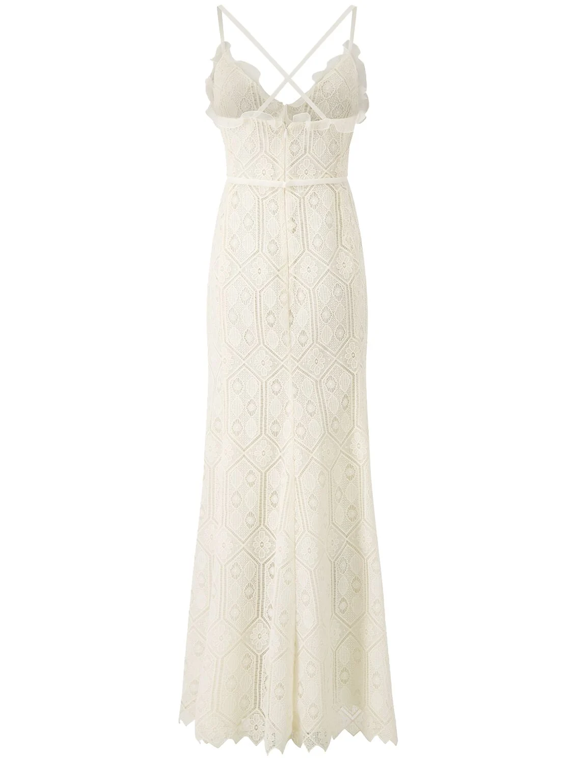 Macramé ruched maxi dress w/ bow