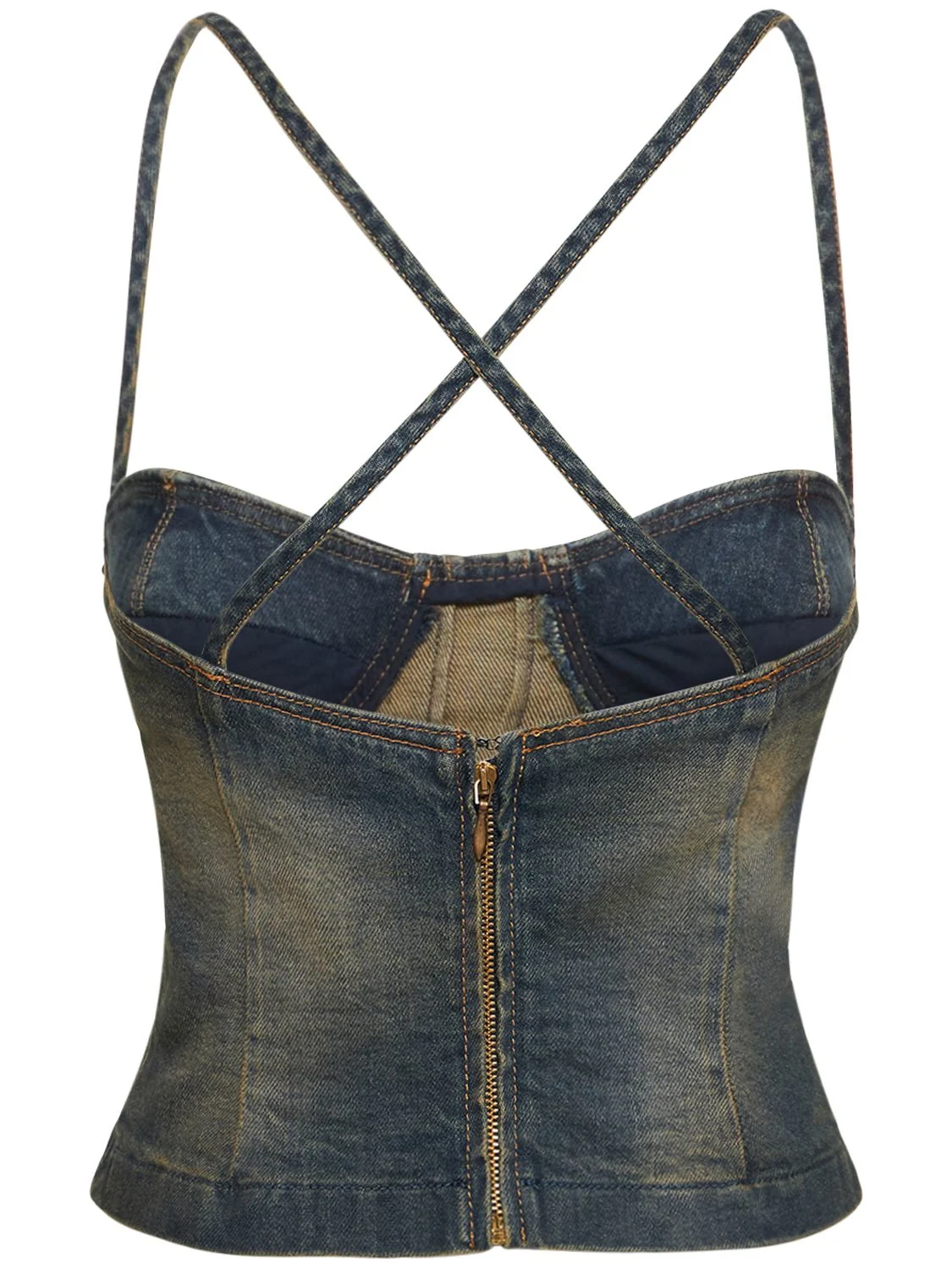 Denim studded corset crop top