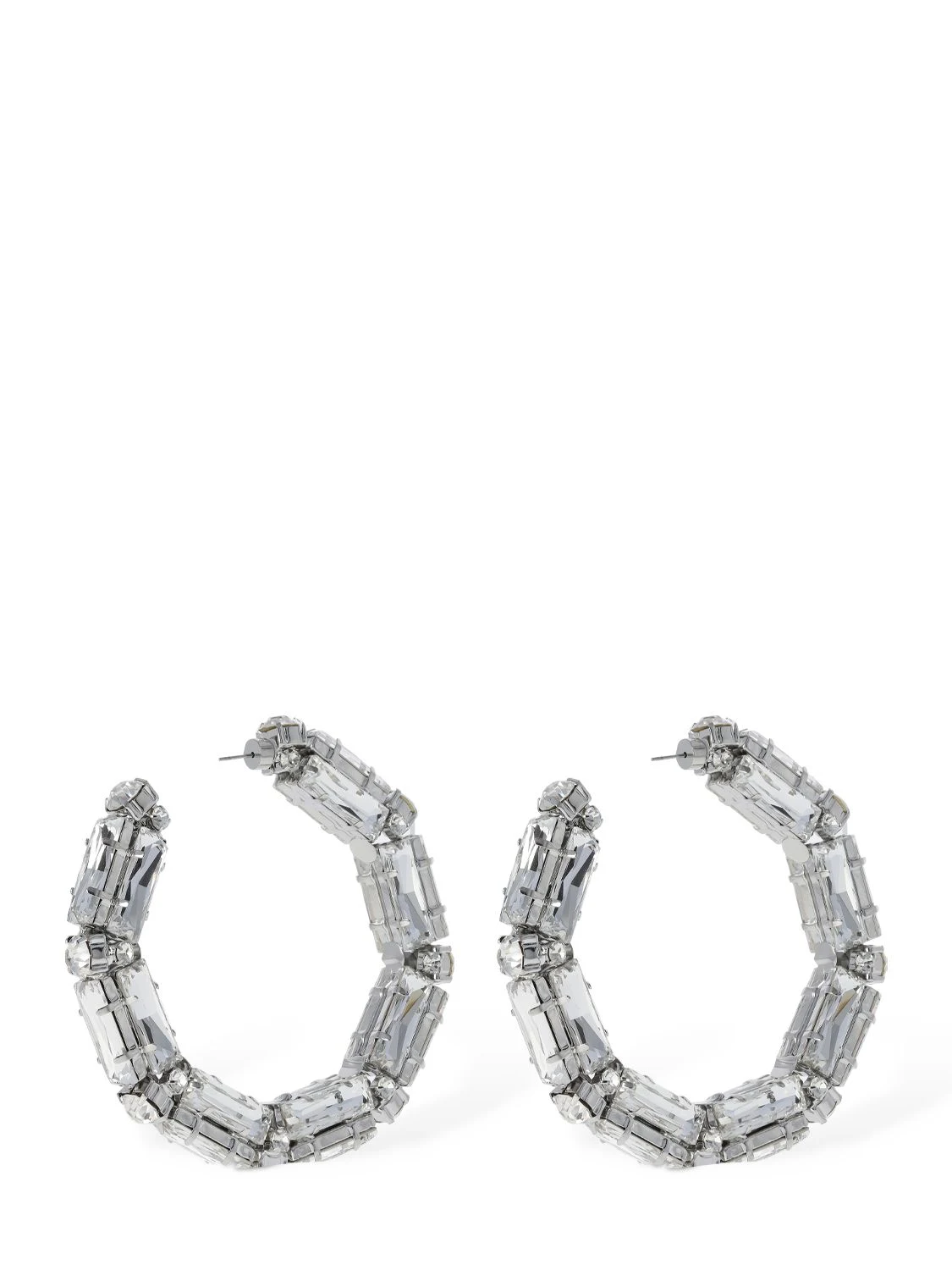 Baguette big hoop crystal earrings