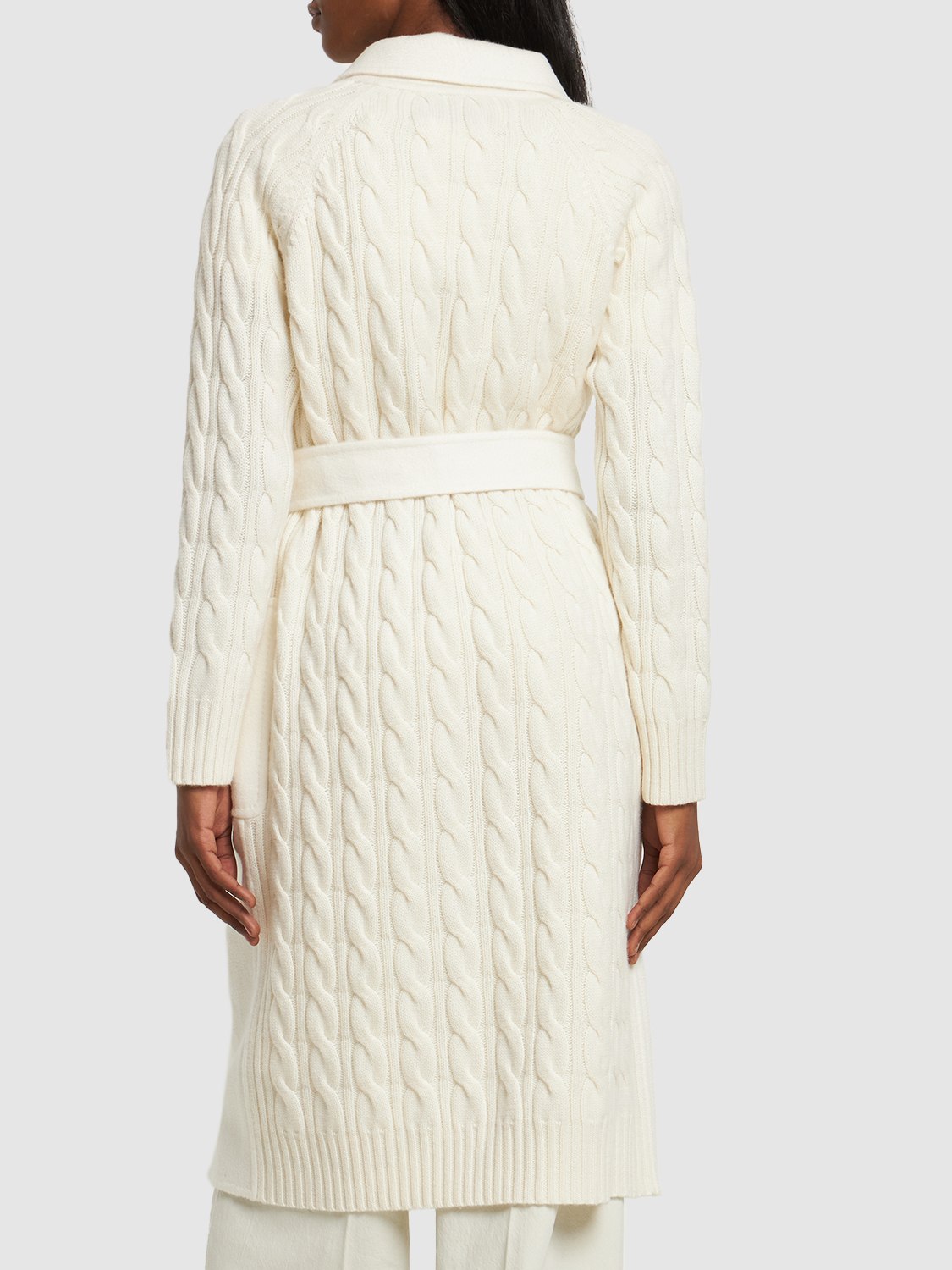 Hello cable knit wool & cashmere coat