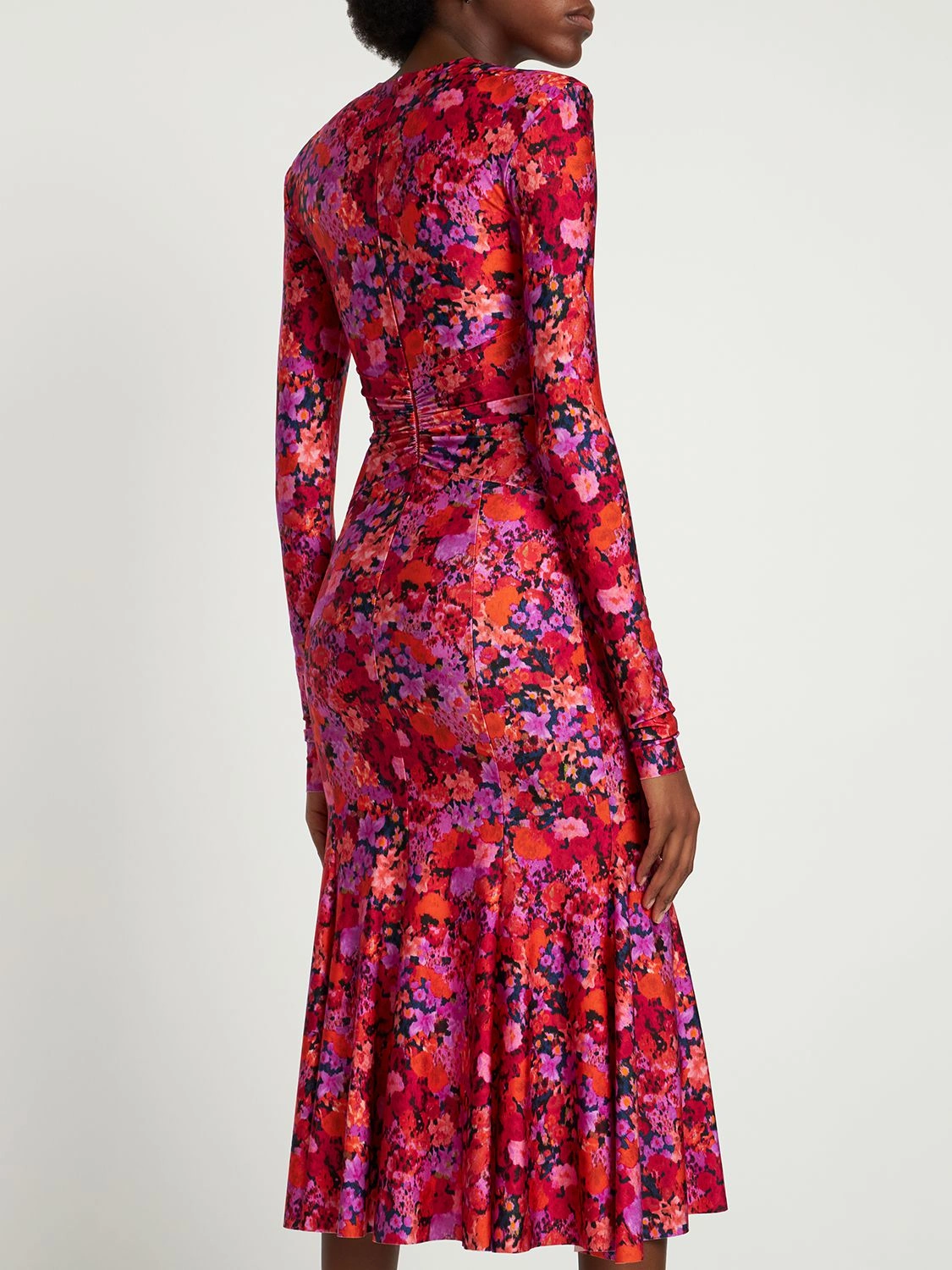 Printed stretch lycra midi dress