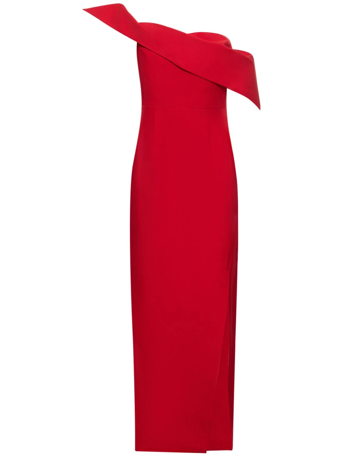 Asymmetric wool & silk slit maxi dress