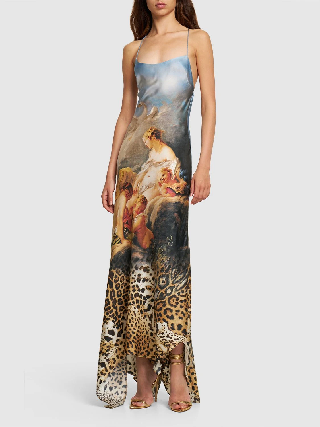 Printed silk long dress