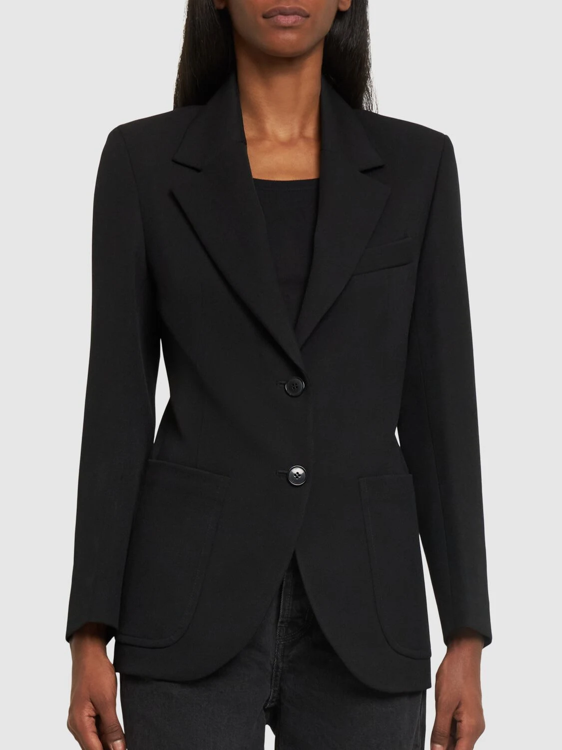 Patch pocket wool blend blazer