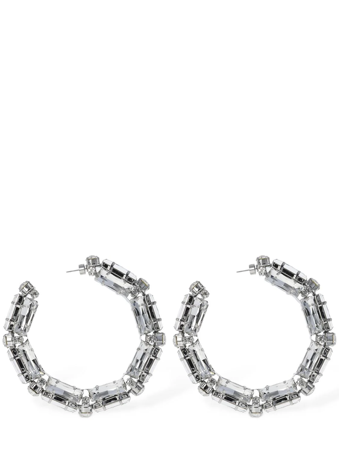 Baguette big hoop crystal earrings