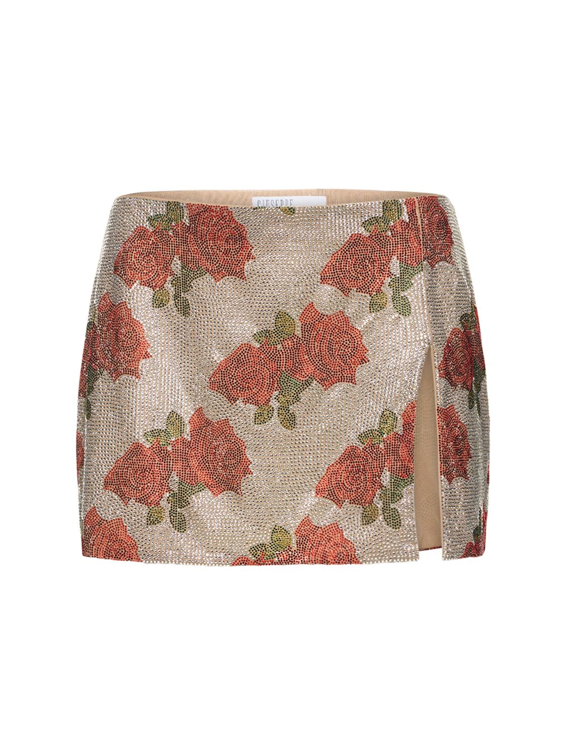 Rose embellished mini skirt