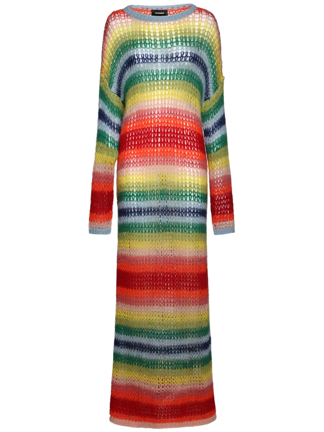 Rainbow knit mohair blend long dress