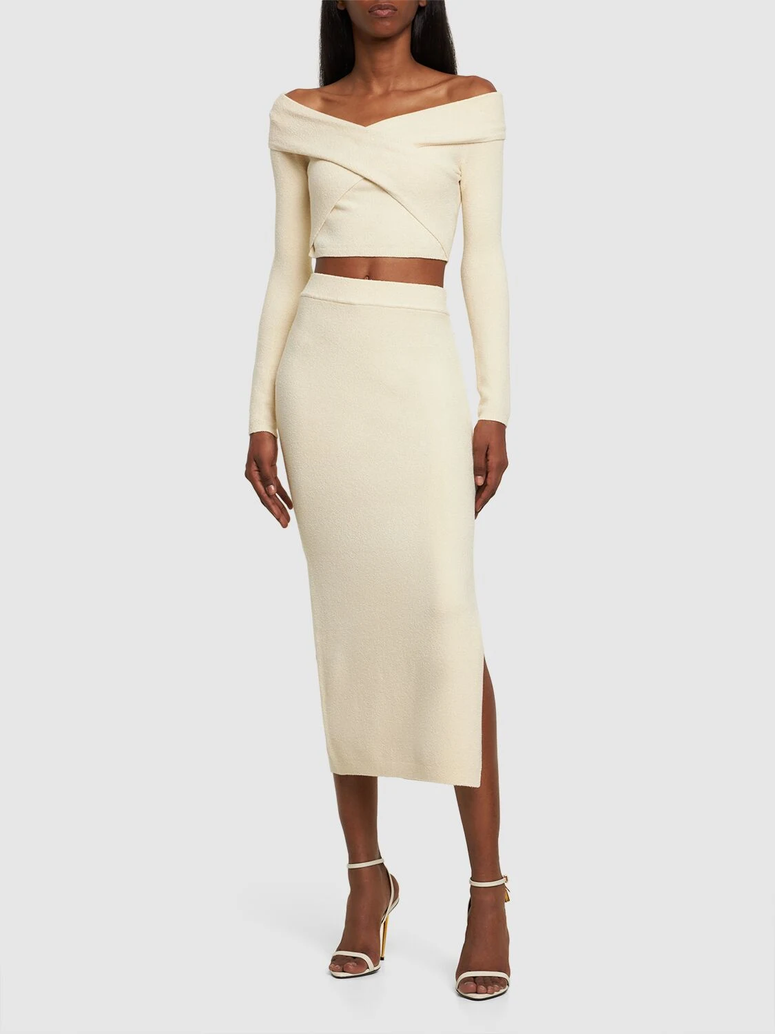 Verina viscose midi pencil skirt w/slit