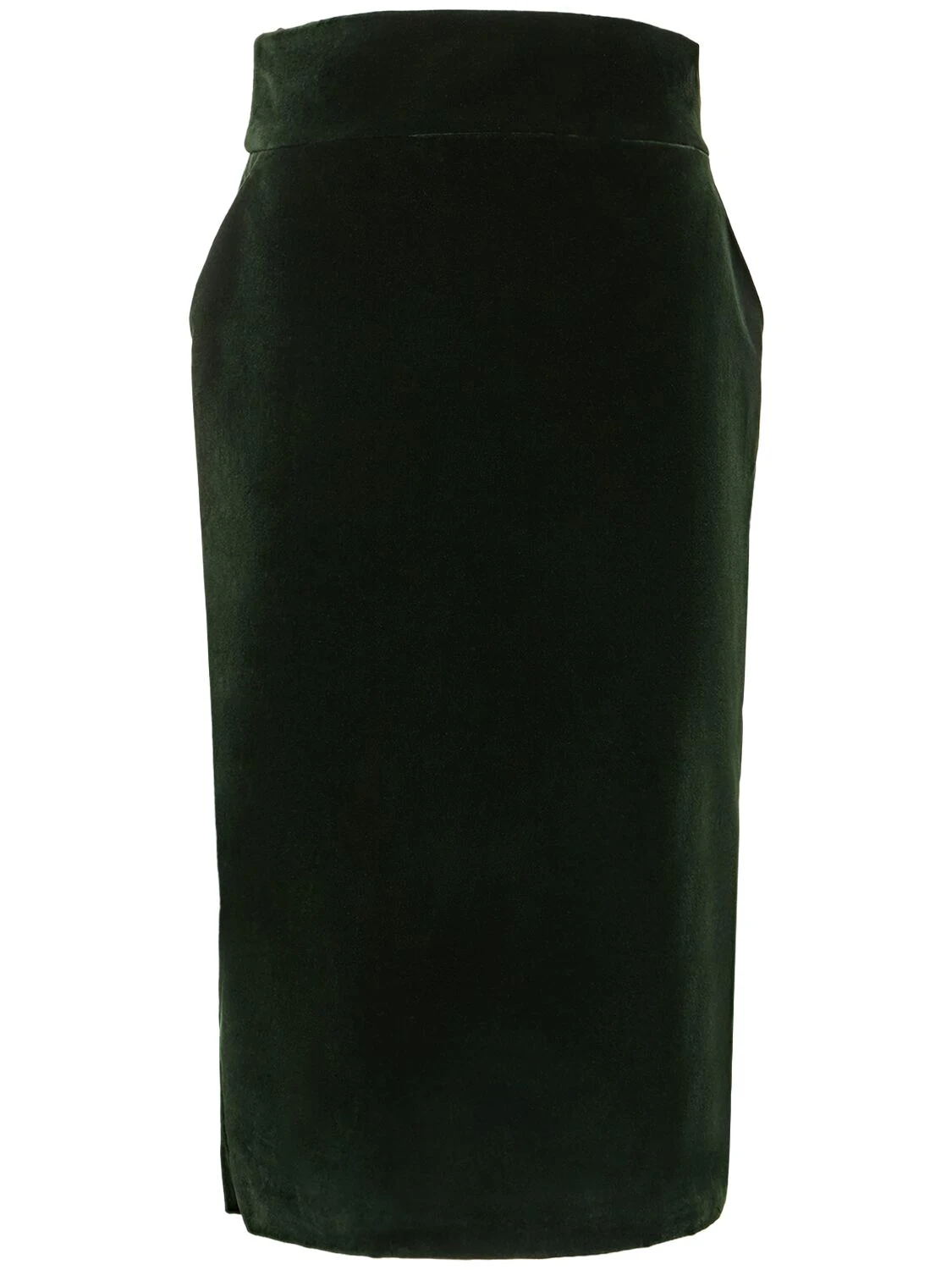 High rise cotton velvet midi skirt