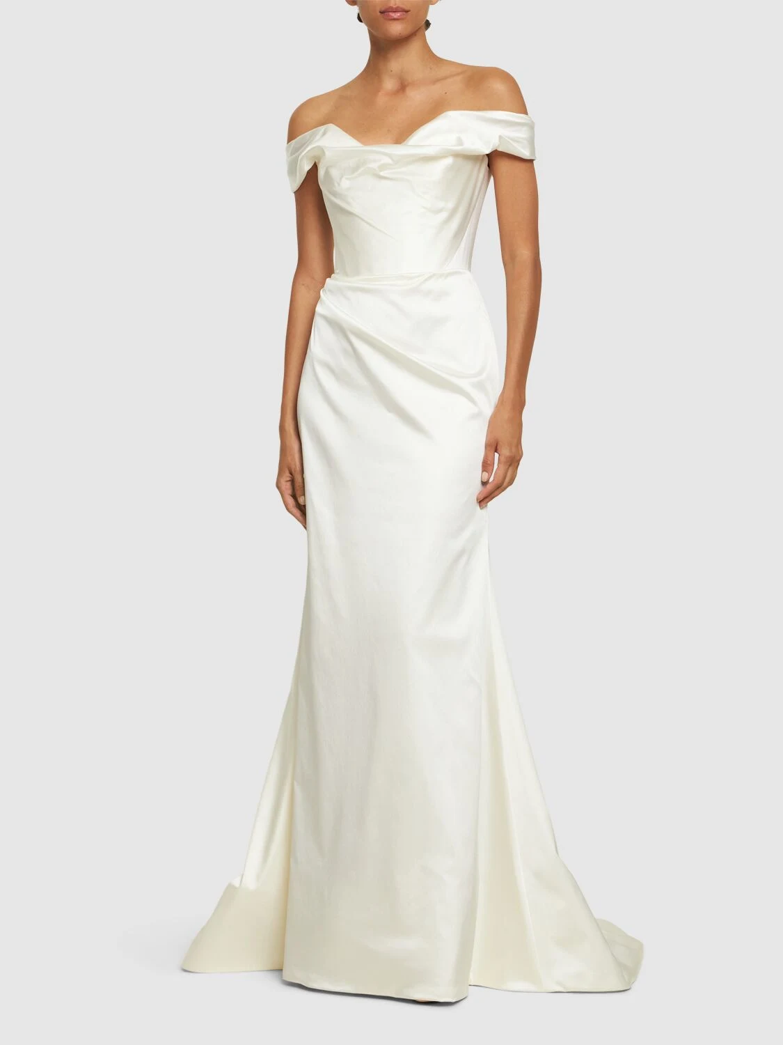 Nova Cora satin off shoulder bridal gown