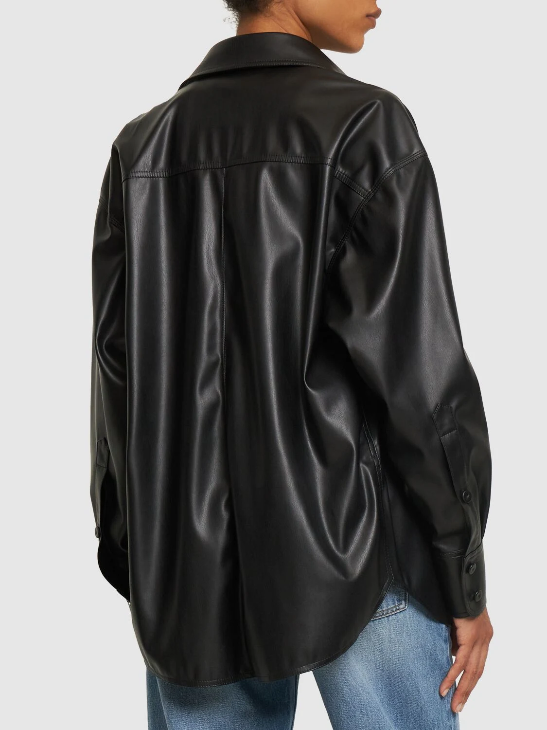 Faux leather oversized shirt