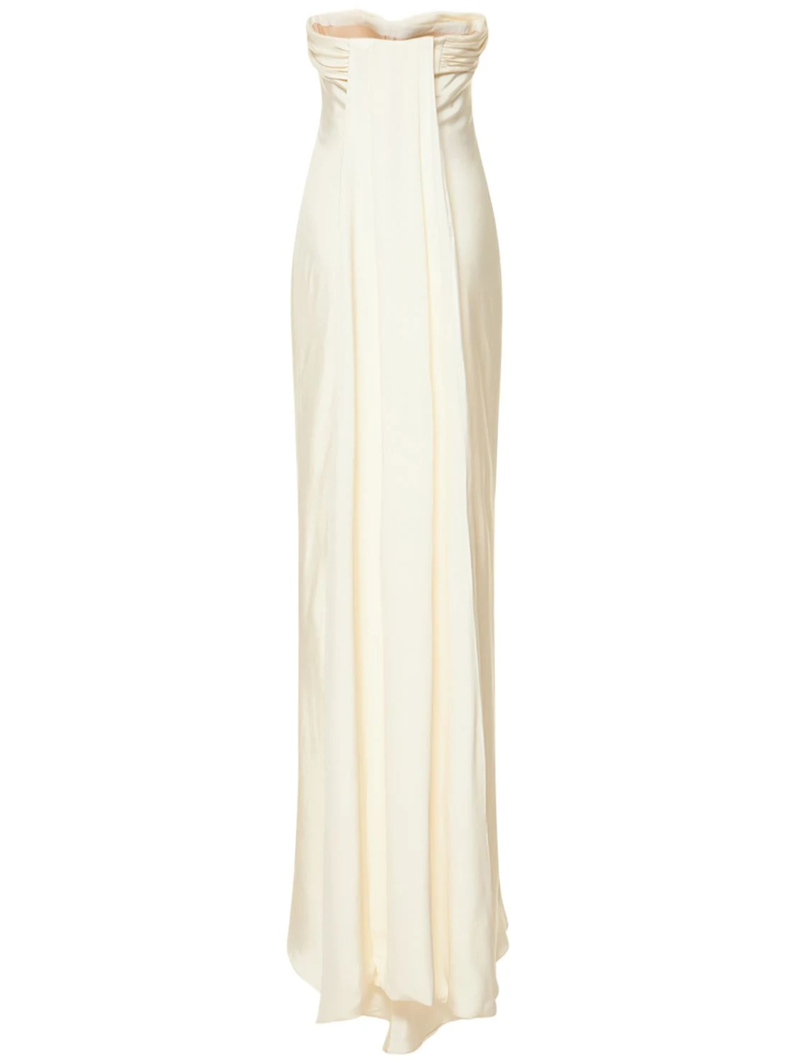 Silk maroccaine strapless column gown