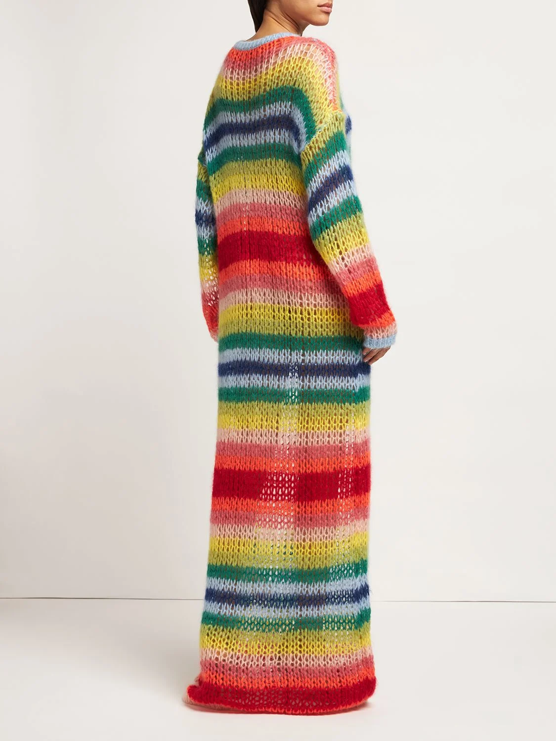 Rainbow knit mohair blend long dress