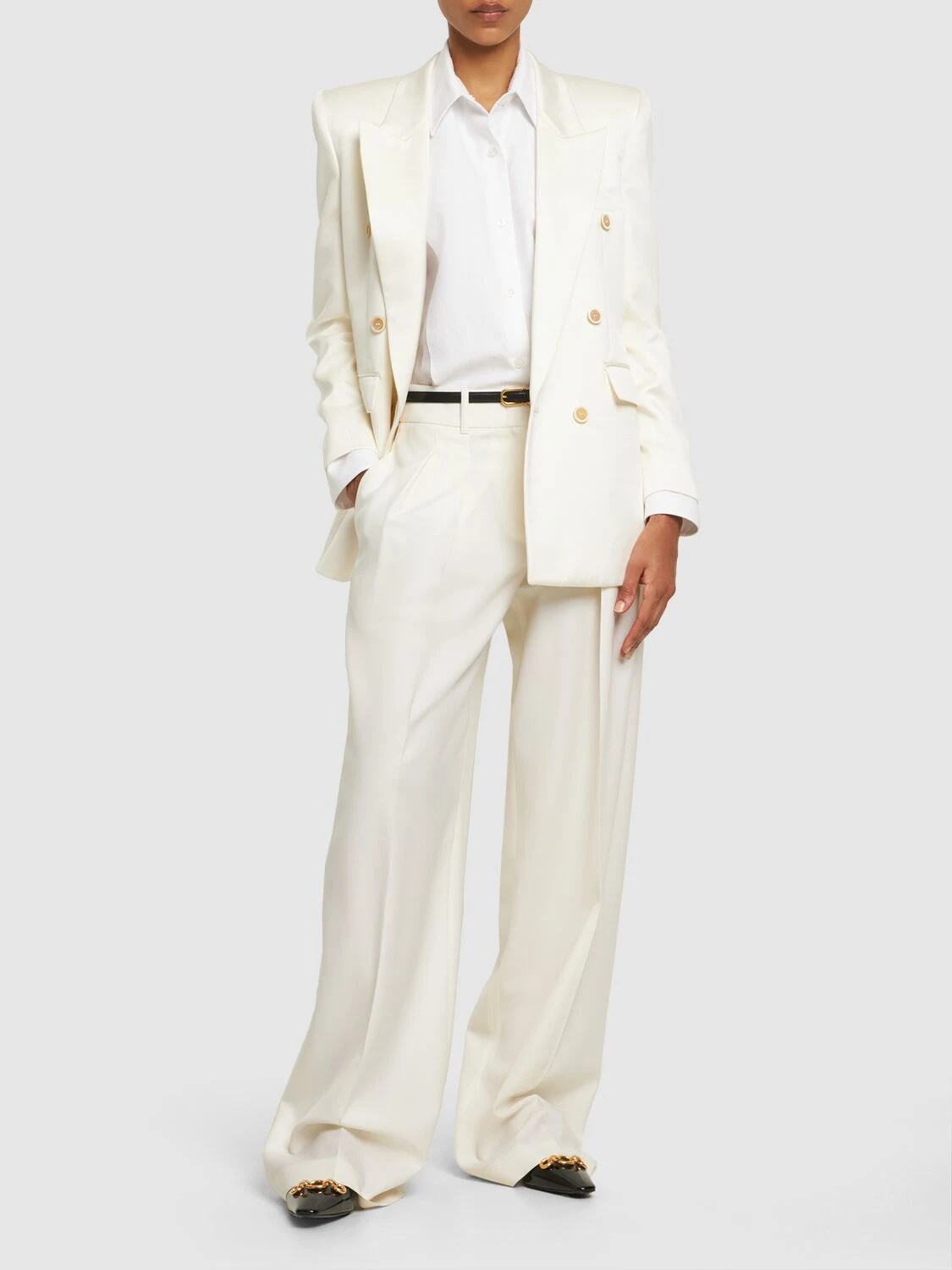 Silk chiffon tuxedo shirt