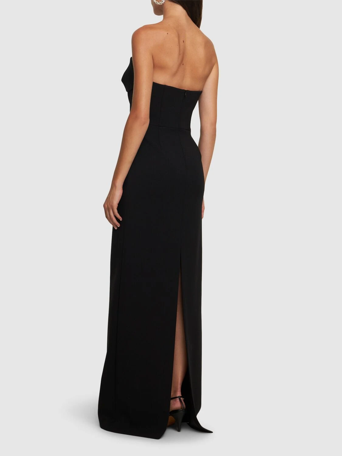 Strapless wool blend long dress