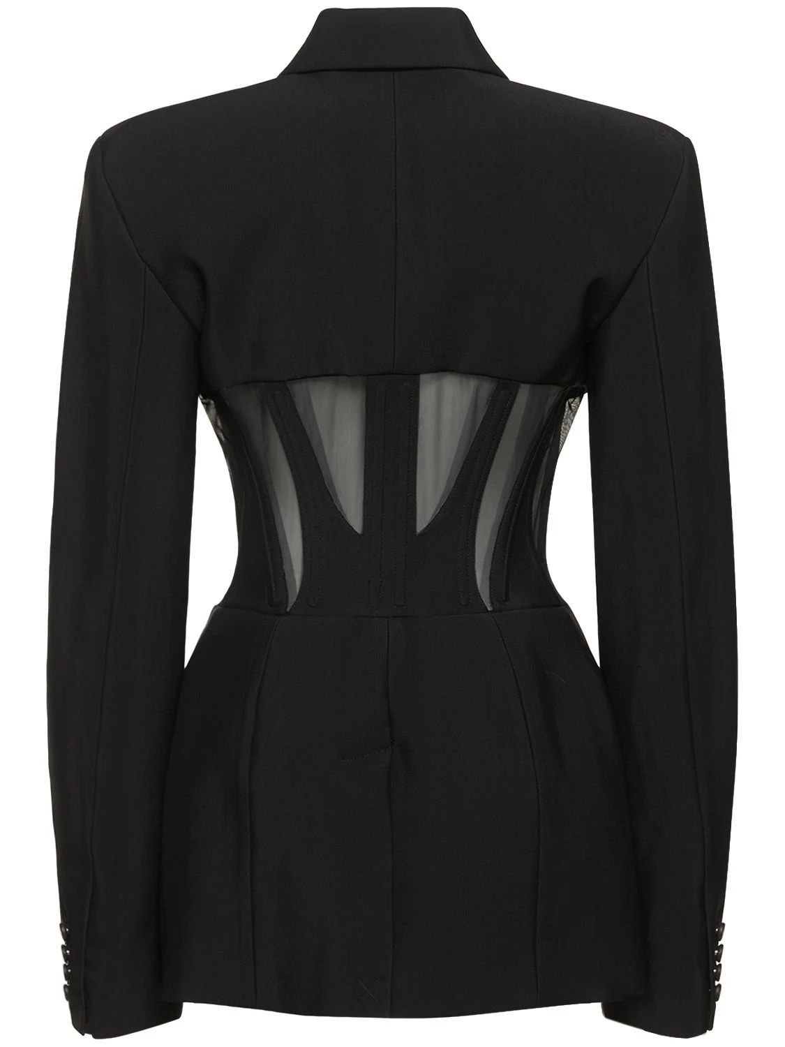 Twill sheer insert corset jacket