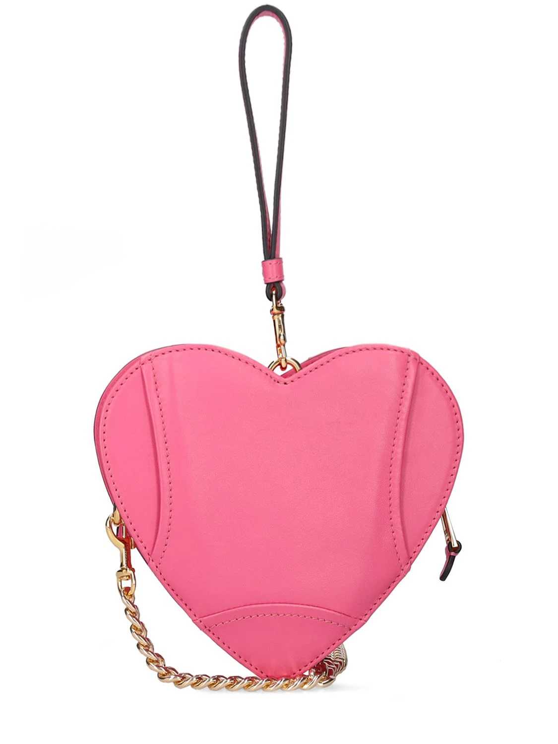 Heart biker leather clutch