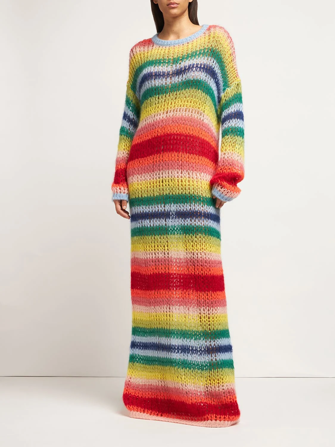 Rainbow knit mohair blend long dress