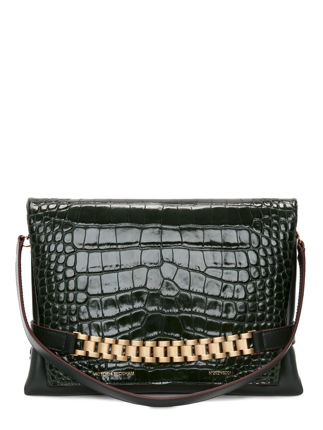 Chain embossed leather shoulder bag