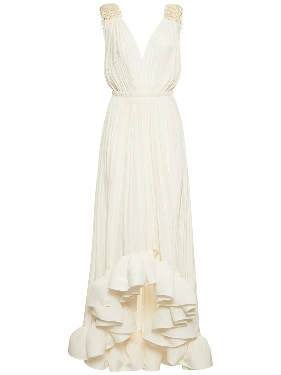 Draped gown w/ embellished straps