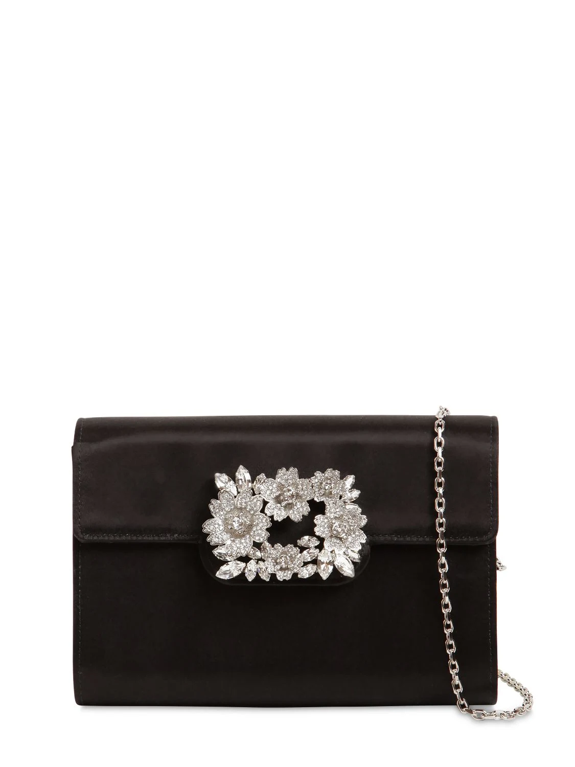 Bouquet embellished satin clutch