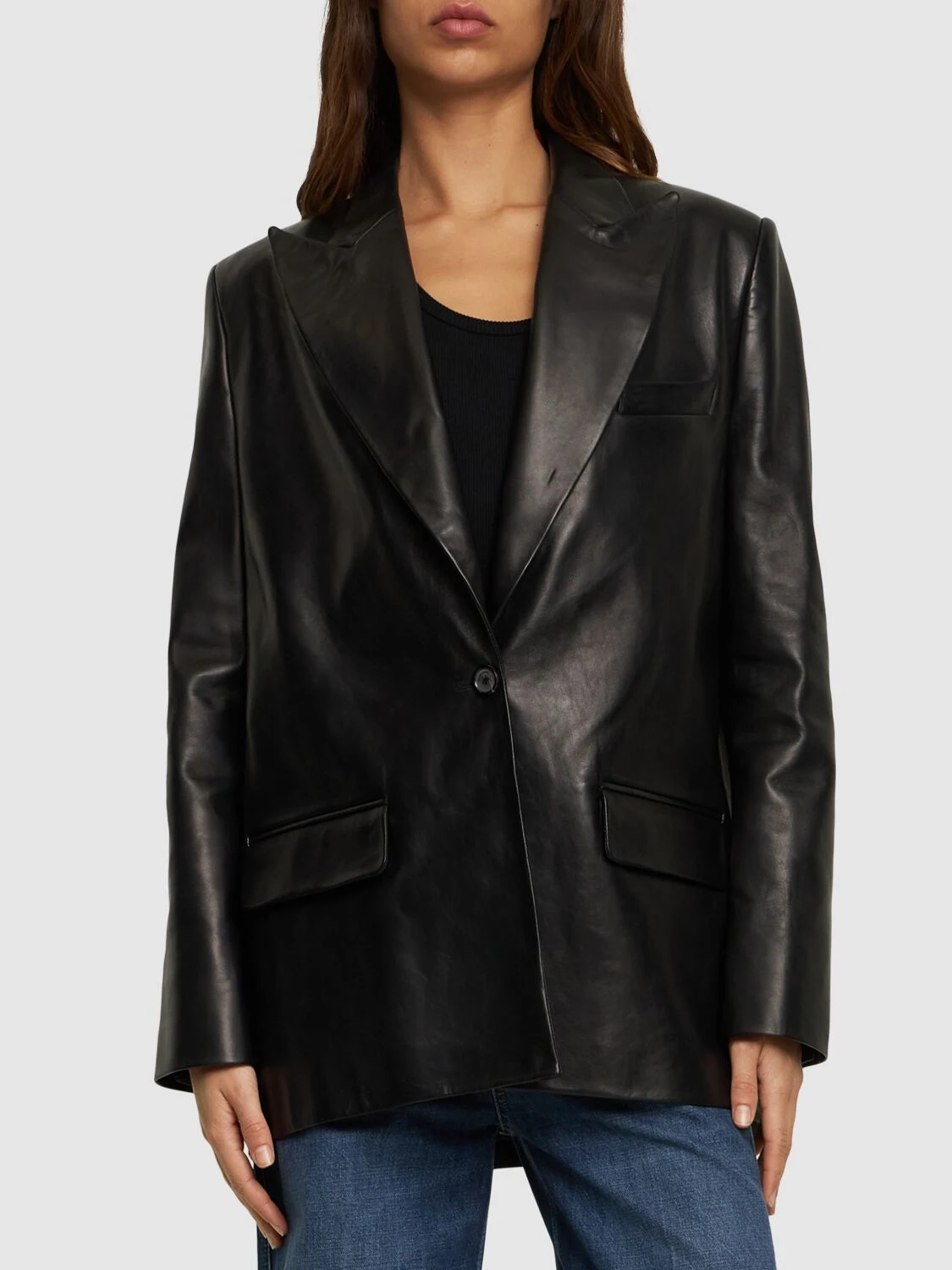 Oversize tailored leather blazer