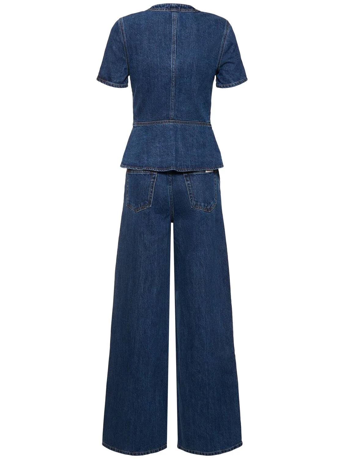 Buttoned denim long jumpsuit