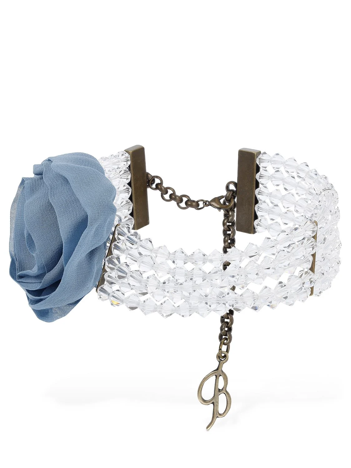 Silk rose choker w/ beads