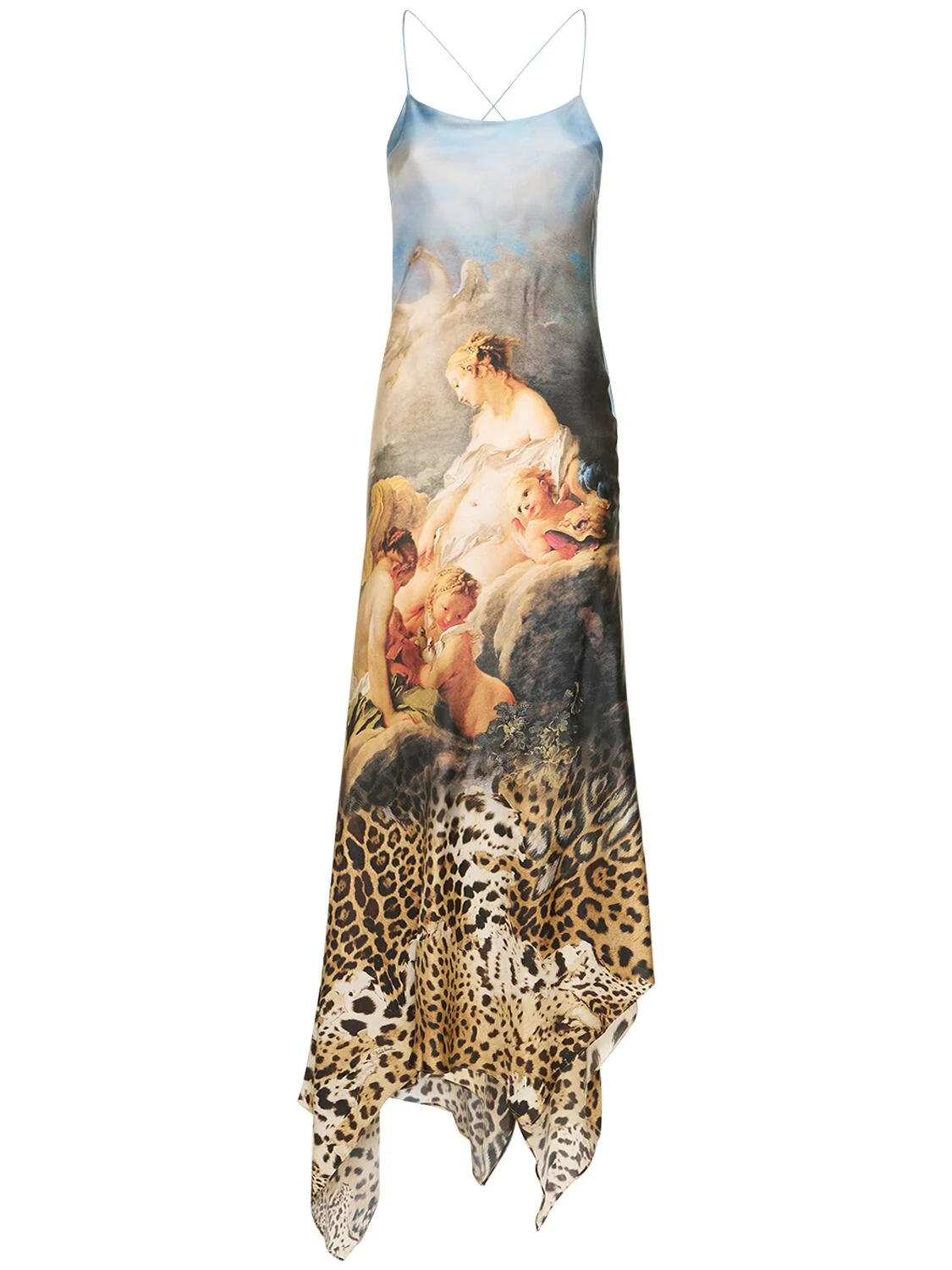 Printed silk long dress