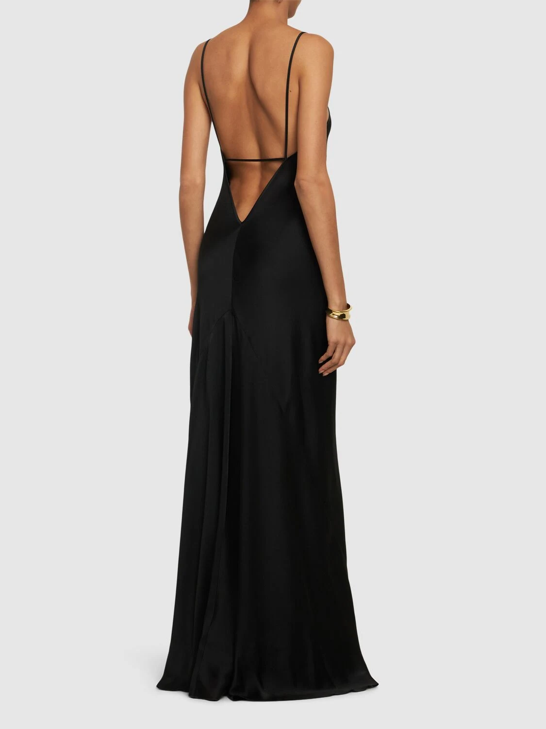 Cami open back satin midi slip dress