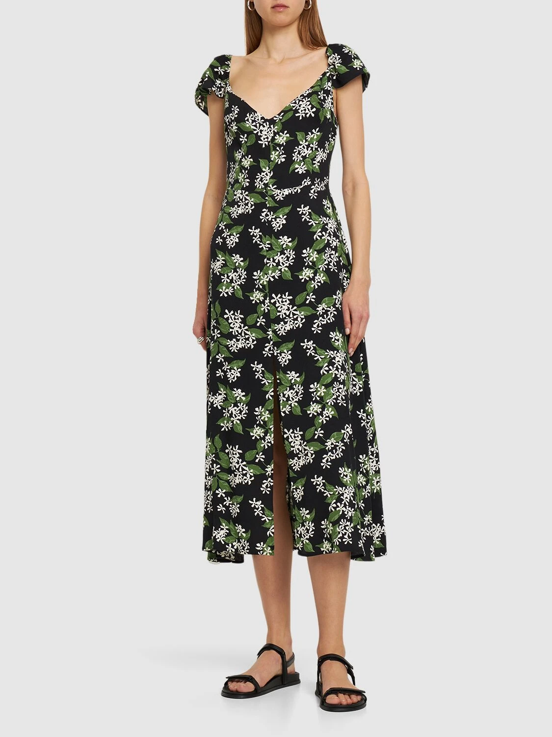 Baxley printed viscose crepe midi dress