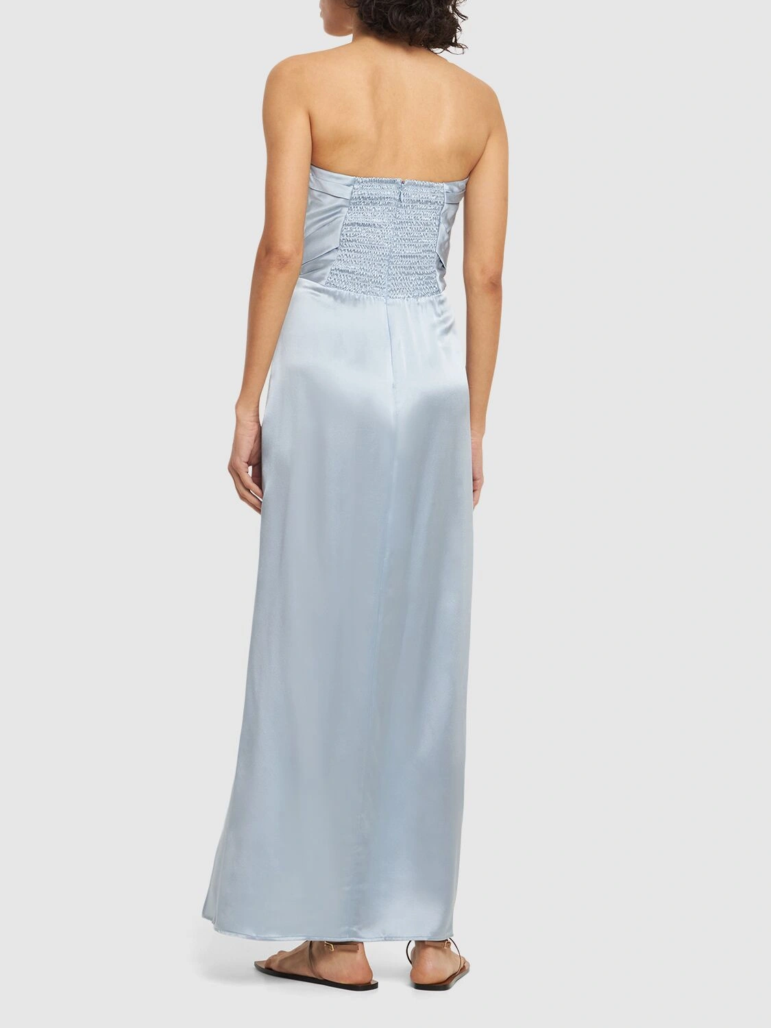 Barrow silk satin strapless long dress