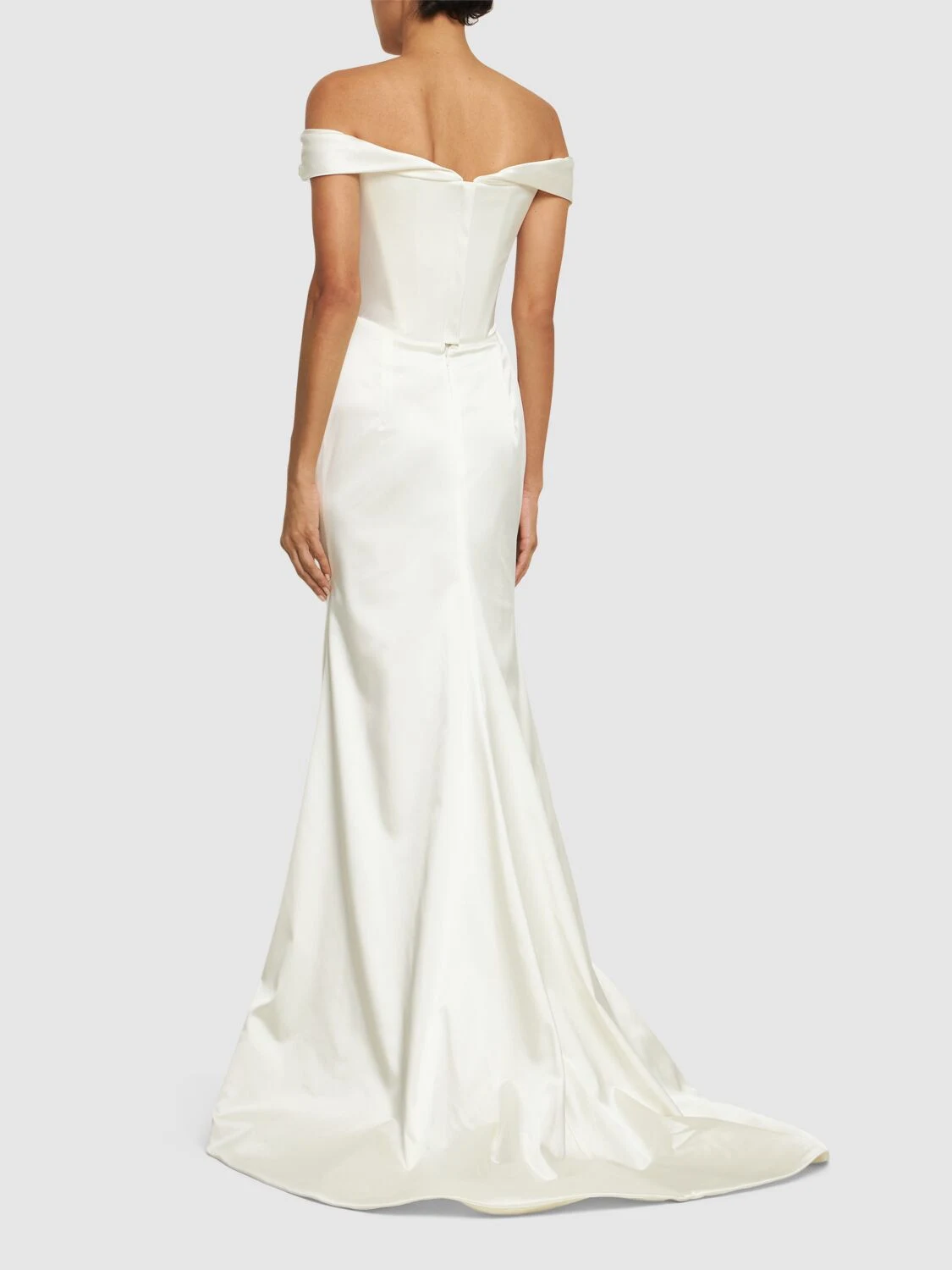 Nova Cora satin off shoulder bridal gown